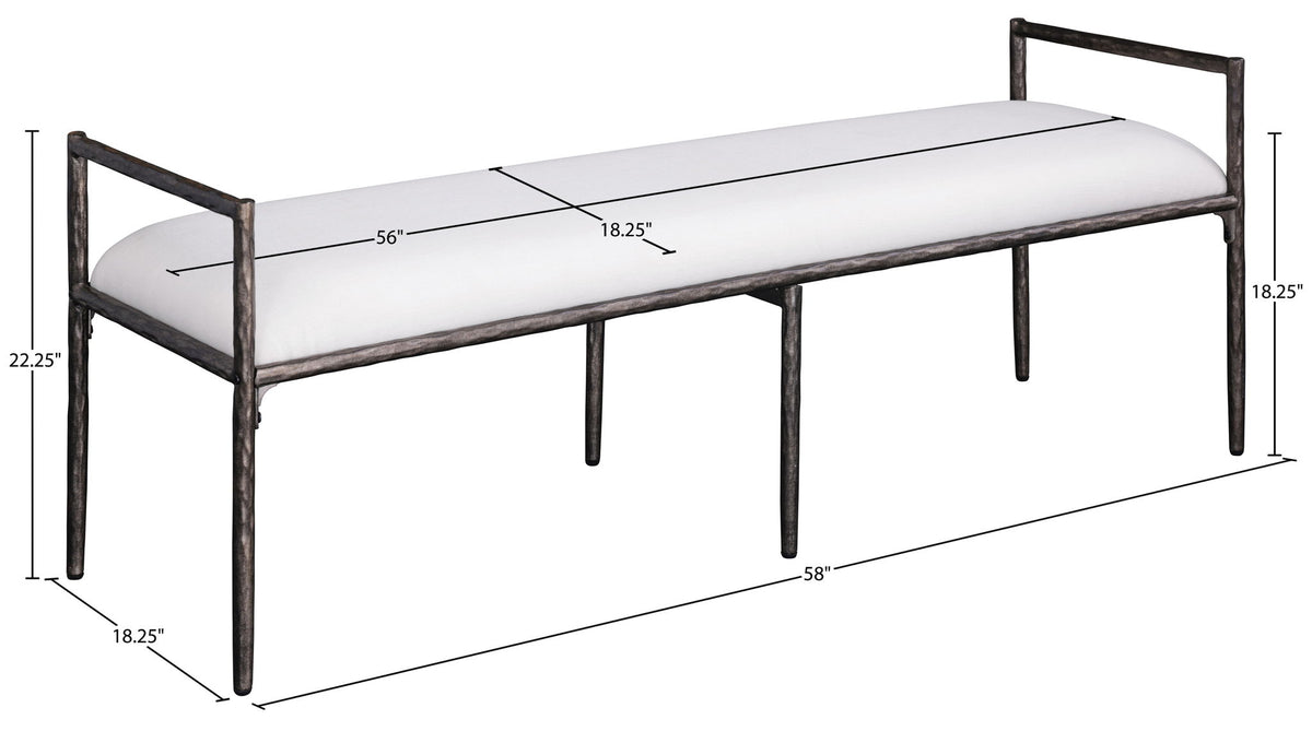 Axis - Linen Textured Cream Fabric Upholstered Bench