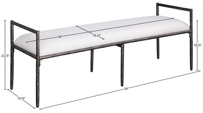 Axis - Linen Textured Cream Fabric Upholstered Bench