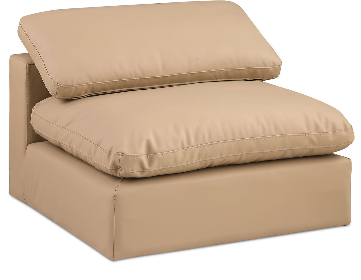 Comfy - Faux Leather Armless Chair - Tan