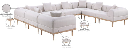 Laguna - 8 Piece Resilient Water Resistant Fabric 142" Upholstered Outdoor Patio Modular Sectional