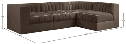Rummi - Velvet Performance Fabric Upholstered 4 Piece Modular Sectional