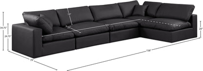 Comfy - 5 Piece Faux Leather Modular Sectional