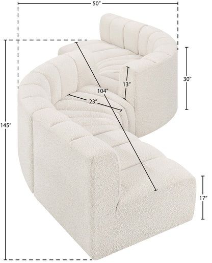 Arc - Boucle Fabric 6 Piece Modular Sofa - Black