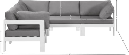 Nizuc - Outdoor Patio 5 Piece Modular Sectional With White Frame