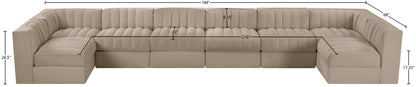 Rummi - Velvet Performance Fabric Upholstered 8 Piece Modular Sectional (With 2 Corner Chairs)