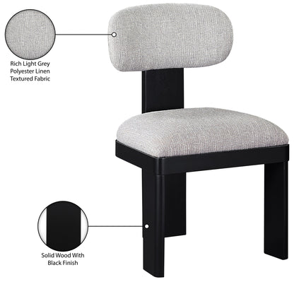 Timbra - Linen Textured Fabric Upholstered Dining Chair (Set of 2) - Black Base