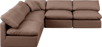 Indulge - Faux Leather 5 Piece Modular Corner Armless Sectional