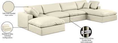 Comfy - 6 Piece Faux Leather Modular Double Chaise Sectional