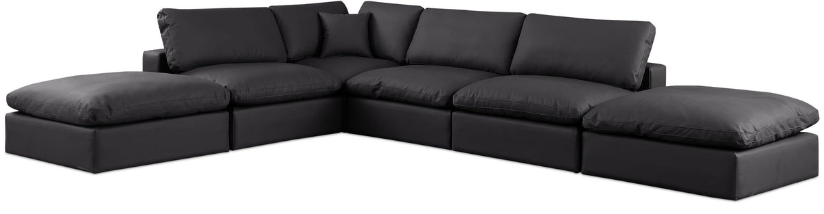 Comfy - 6 Piece Faux Leather Modular Sectional