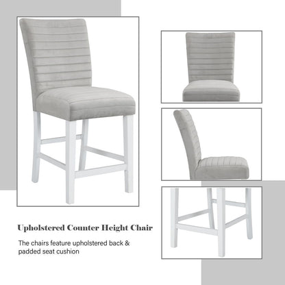 Elizaveta - Counter Height Chair (Set of 2) - Gray Velvet &White High Gloss