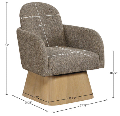 Marlowe - Linen Textured Fabric Upholstered Swivel Accent Chair - Stained Natural