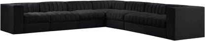 Rummi - Symmetrical Velvet Performance Fabric Upholstered 7 Piece Modular Sectional (With 3 Corner Chairs)