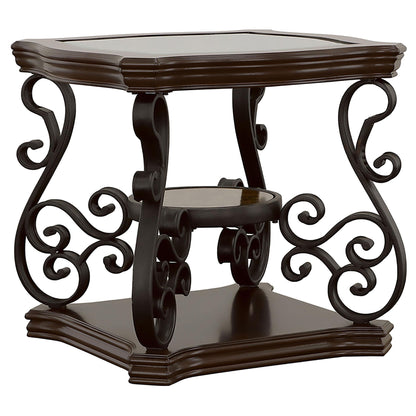 Laney 1-shelf Glass Top Square End Table Deep Merlot