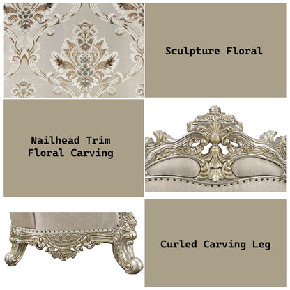 Danae - Chair With 2 Pillows - Fabric, Champagne & Gold
