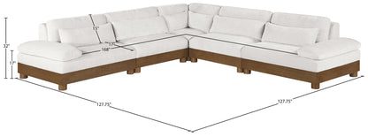 Turin - Chenille Fabric Upholstered Modular Sectional - Cream