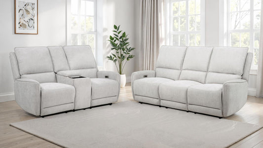 Sylmar 2-piece Chenille Power Reclining Sofa Set Dove Grey