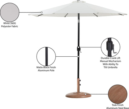Fiji - Aluminum Patio Umbrella With Round Teak And Black Base