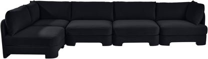 Hammond - Velvet Performance Fabric Upholstered 5 Piece L-Shaped Sectional