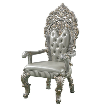 Sandoval - Arm Chair (Set of 2) - Beige Synthetic Leather & Champagne