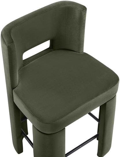 Zuno - Velvet Performance Fabric Upholstered Counter Stool (Set of 2)