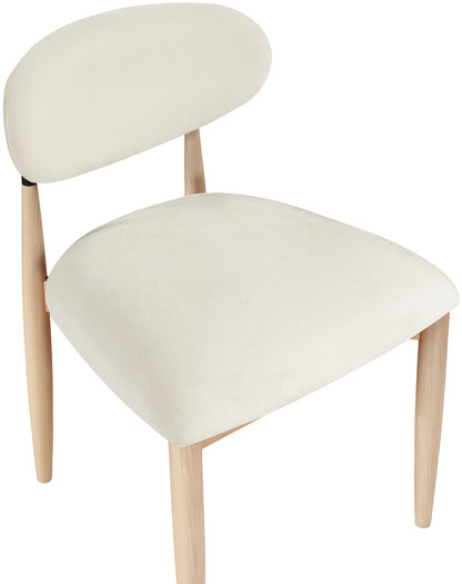 Riccio - Performance Fabric Upholstered Dining Side Chair (Set of 2) With Light Brown Legs - Cream