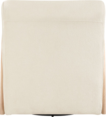 Neria - Chenille Fabric Upholstered Swivel Accent Chair - Cream / Painted Natural