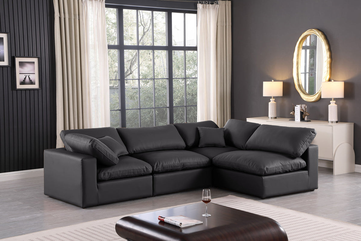 Comfy - 4 Piece Faux Leather Modular Armless Sectional