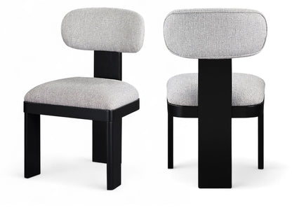 Timbra - Linen Textured Fabric Upholstered Dining Chair (Set of 2) - Black Base