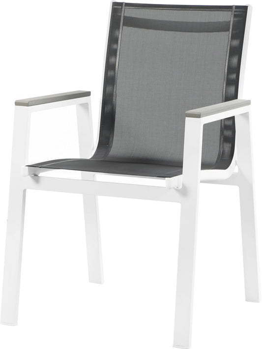 Nizuc - Outdoor Patio Dining Arm Chair With White Frame And Gray Arms (Set of 2)