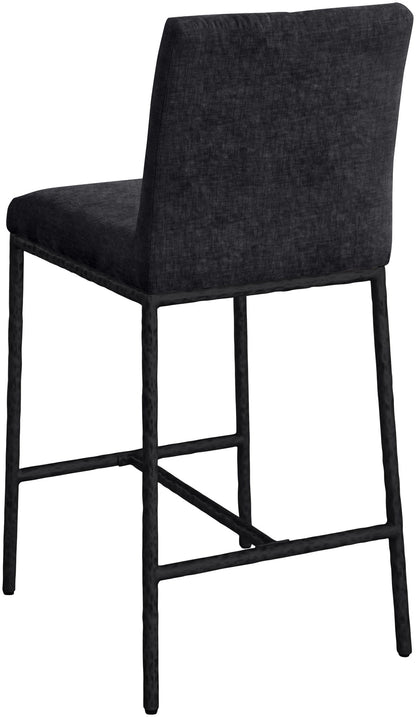 Reeves - Chenille Fabric Upholstered Counter Stool (Set of 2) - Black Base