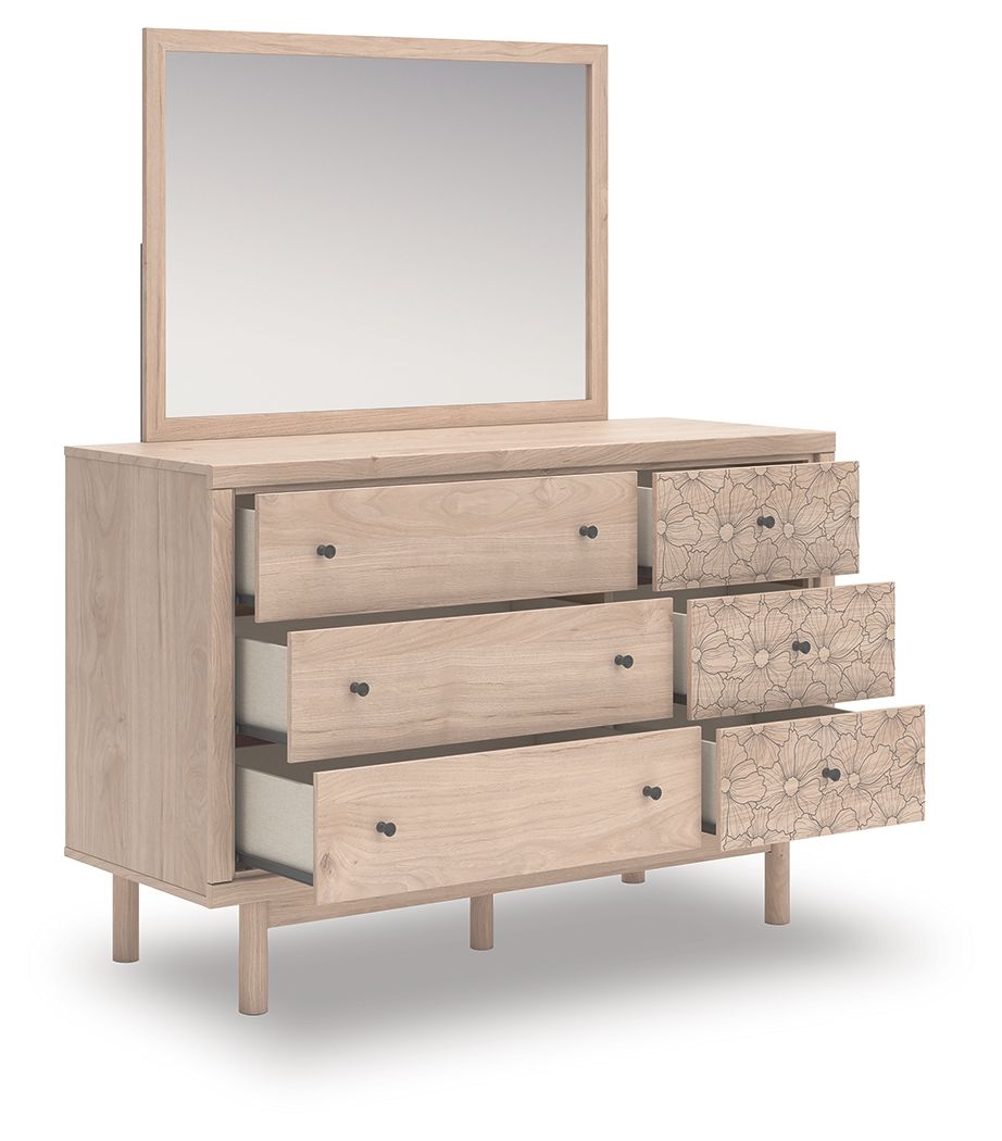 Arloster - 4 Pc. - Full Panel Storage Bed, Dresser, Mirror And Nightstand - Tan