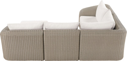 Seacrest - 123.25" Olefin Water Resistant And Wicker 5 Piece Outdoor Patio Modular Sectional
