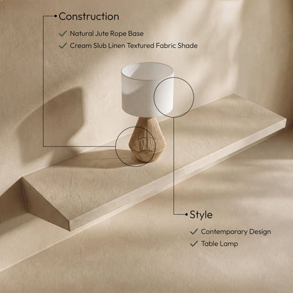 Soraya - Jute And Cotton Table Lamp - Beige