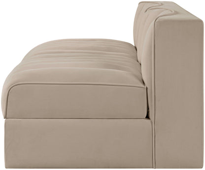 Rummi - Velvet Performance Fabric Upholstered 2 Piece Modular Armless Loveseat
