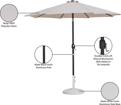 Fiji - Aluminum Patio Umbrella With Round White And Black Base