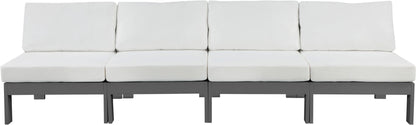 Nizuc - Outdoor Patio 4 Seat Armless Modular Sofa With Gray Frame
