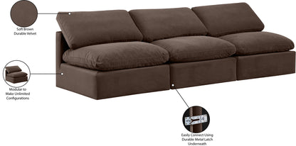 Indulge - Velvet 3 Seat Modular Armless Sofa