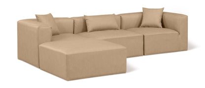 Cube - 4 Piece Modular Sectional With Chaise - Tan