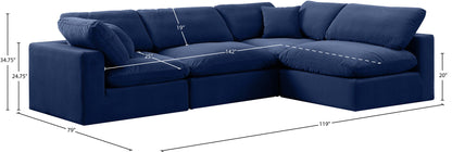 Comfy - 4 Piece Velvet Modular Armless Sectional
