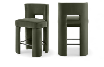 Zuno - Velvet Performance Fabric Upholstered Counter Stool (Set of 2)