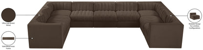 Rummi - Velvet Performance Fabric Upholstered 9 Piece Modular Sectional