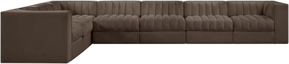 Rummi - Velvet Performance Fabric Upholstered 7 Piece Modular Sectional (With 3 Corner Chairs)