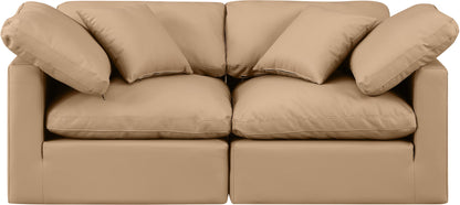 Indulge - Faux Leather 2 Piece Modular Sofa - Tan