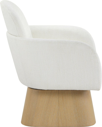 Marlowe - Linen Textured Fabric Upholstered Swivel Accent Chair - Stained Natural