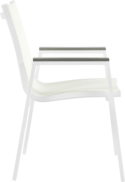 Nizuc - Outdoor Patio Dining Arm Chair With White Frame And Gray Arms (Set of 2)