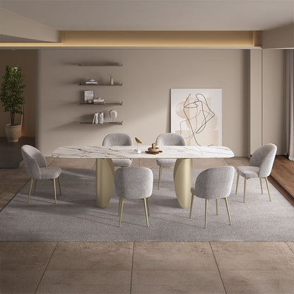 Cora - Dining Table - Ceramic Top & Golden Champange
