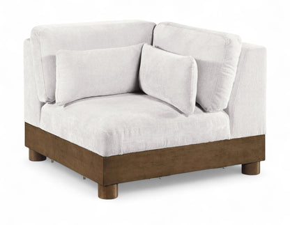 Turin - Chenille Fabric Upholstered Modular Corner Chair - Walnut Base