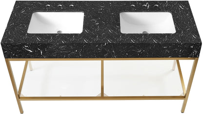 Marmo - Engineered Marble Bathroom Vanity With Gold Base