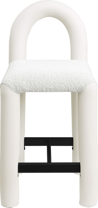 Amari - Vegan Leather and Boucle Fabric Stool