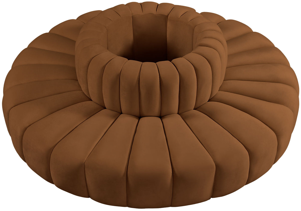 Arc - Velvet 8 Piece Round Modular Sofa - Saddle